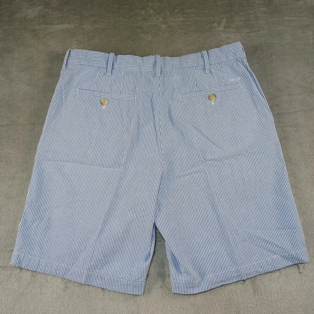 Izod Seersucker Shorts Mens Size‎ 34 Preppy Bermuda Striped Blue White Beach